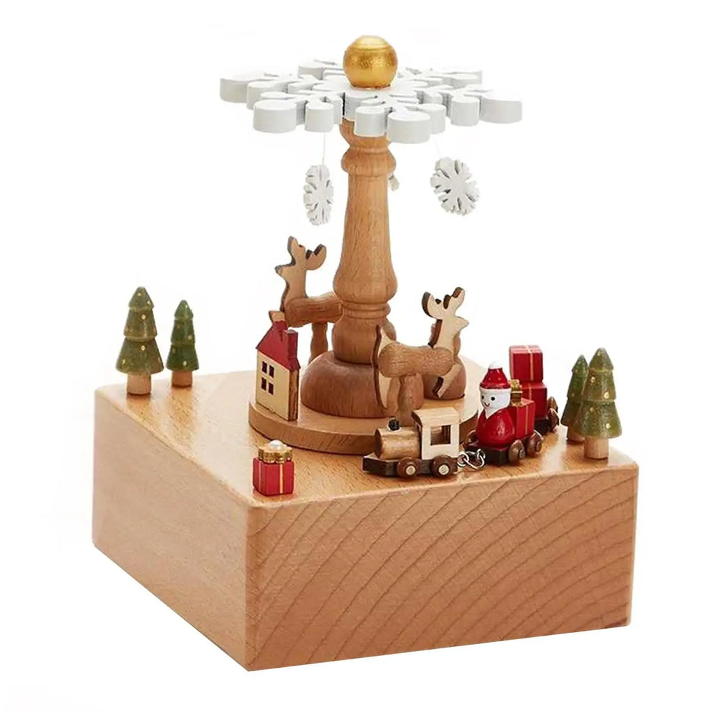 Christmas Wooden Hand Crank Music Box – Carousel Gift
