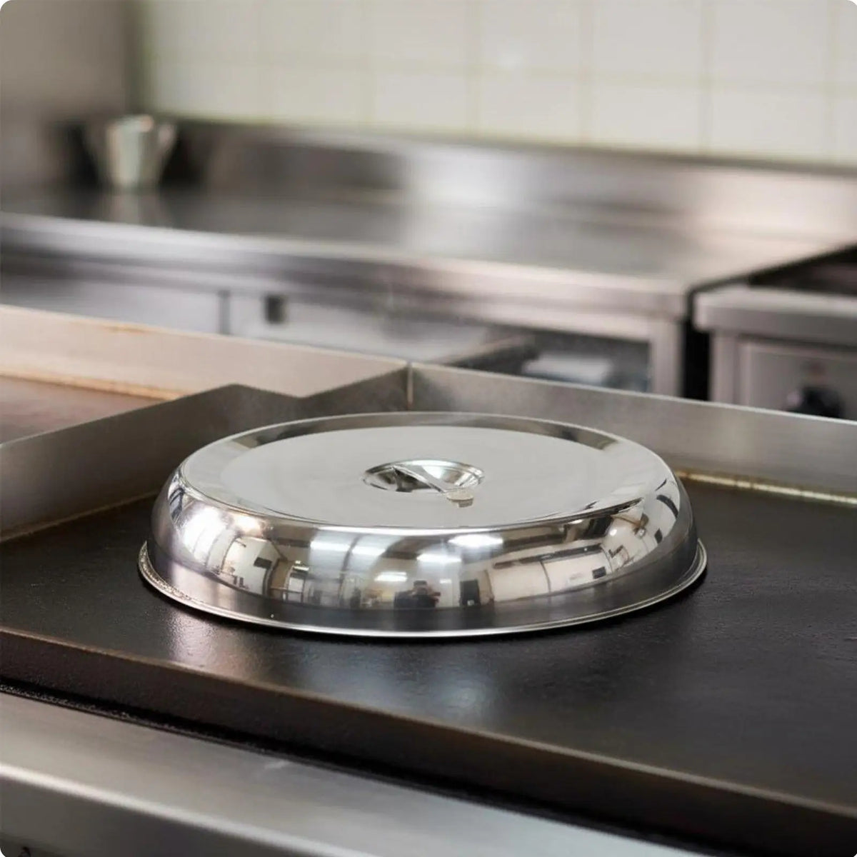 Round Stainless Steel Teppanyaki Cover – Heat Retention Lid