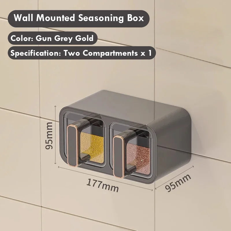 Wall Mounted Airtight Spice Jar Storage Rack | Kitchen Set