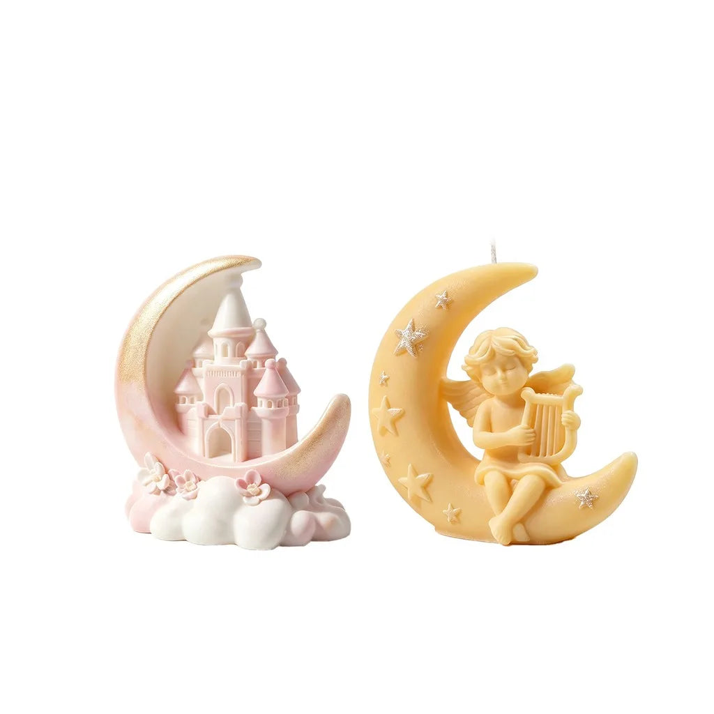 Star Moon Angel & Moon Castle Silicone Candle Mold Set