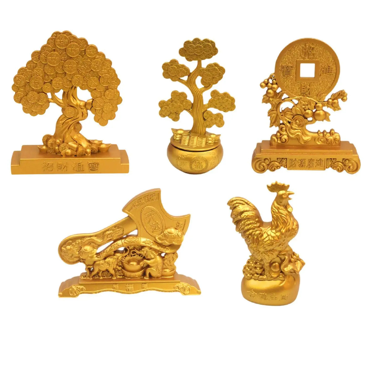Metal Feng Shui Horse Figurine | Golden Wealth Statue Decor
