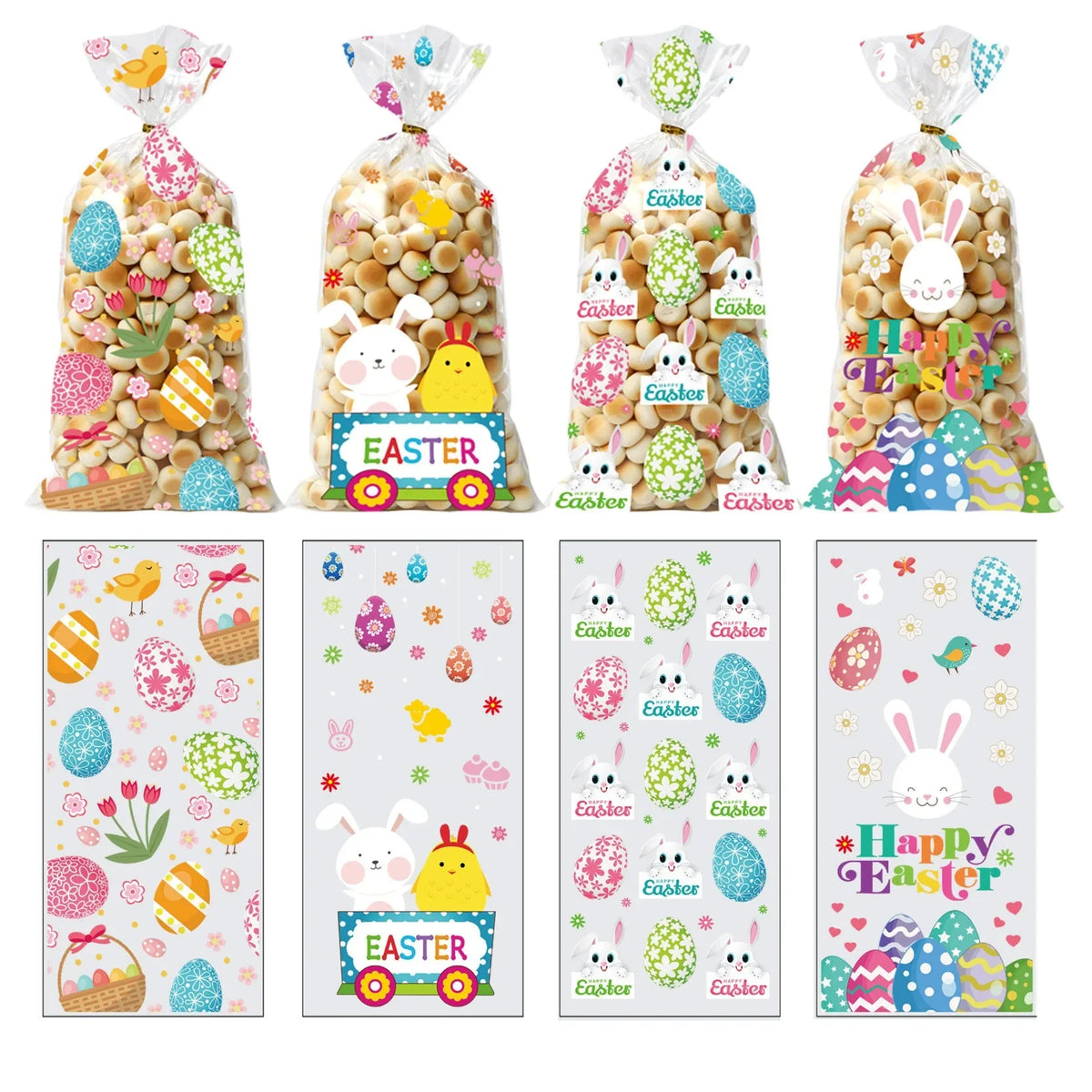 50-Pack Easter Candy Bags – Bunny, Chick & Egg Gift Bags