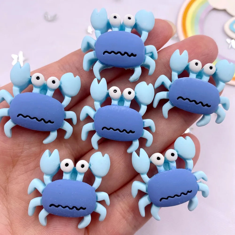 10pcs Kawaii Resin Crab Flatback Cabochons – DIY Craft Decor