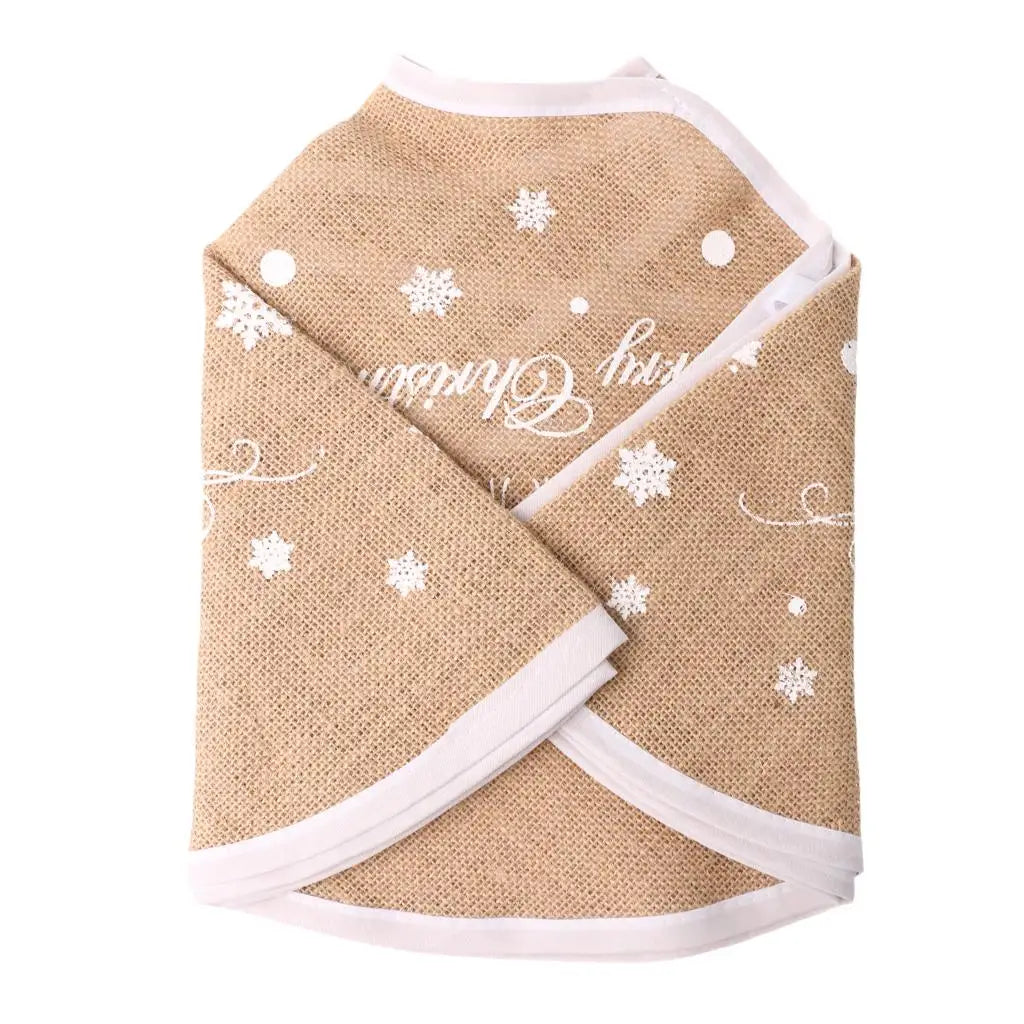 Rustic Linen Christmas Tree Skirt – Snowflake Print | 2 Sizes