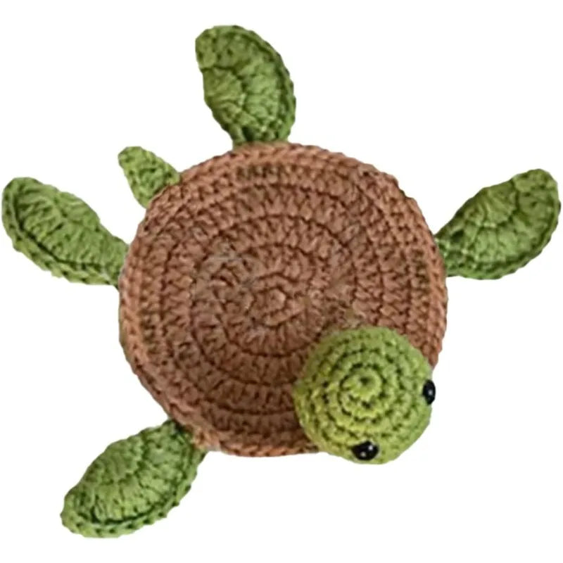 Handmade Crochet Turtle Coaster – Organic Cotton Mug Rug