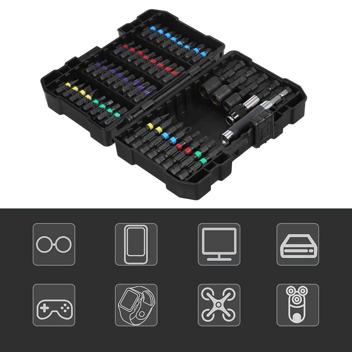 Meterk 15/20/45-Pc Drill & Screwdriver Bit Set with Case