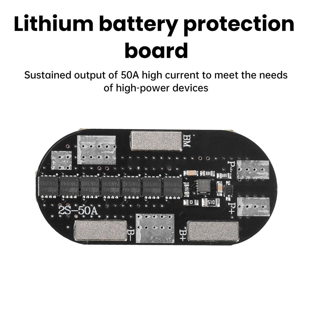 2S 50A 3.7V Lithium Battery BMS Protection Board – 21700