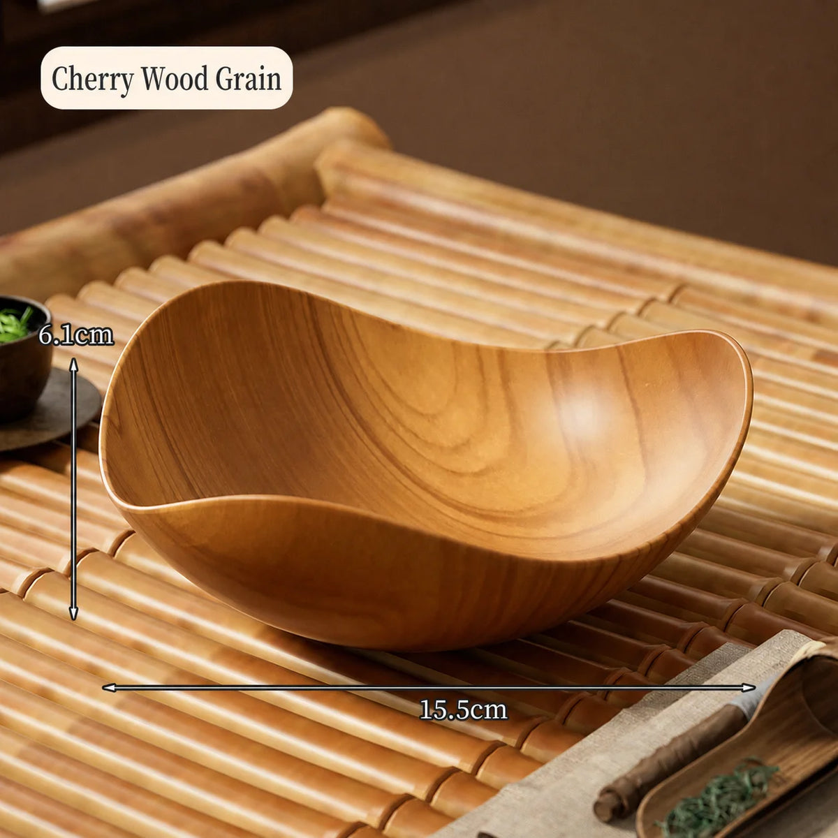 Triangular Wood Grain Serving Bowl – Stackable Snack & Fruit Dish