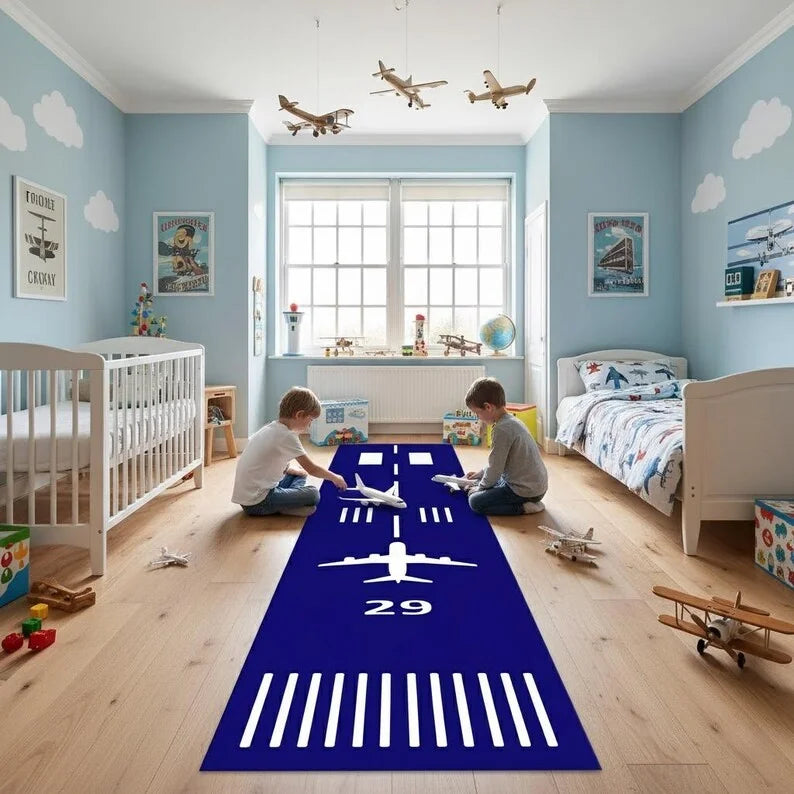 Aviation Runway Floor Mat – Anti-Slip Polyester Rug | 4 Sizes
