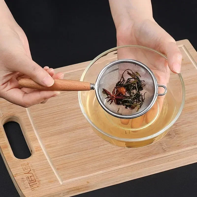 Stainless Steel Fine Mesh Strainer with Wooden Handle