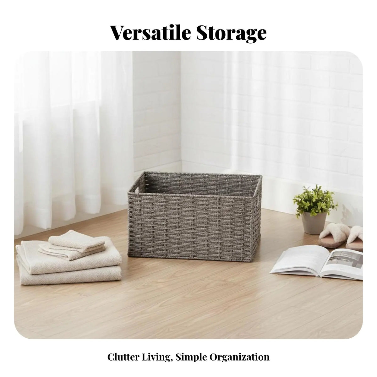 Japanese Woven Storage Basket – Handwoven, Stackable