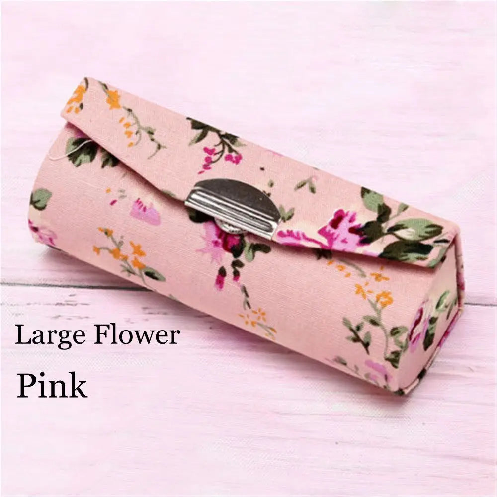 Retro Embroidered Flower Lipstick Case with Mirror | Jewelry Box