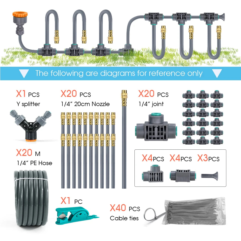 1/4" 360° Rotary Brass Nozzle Drip Irrigation Kit – Auto Misting