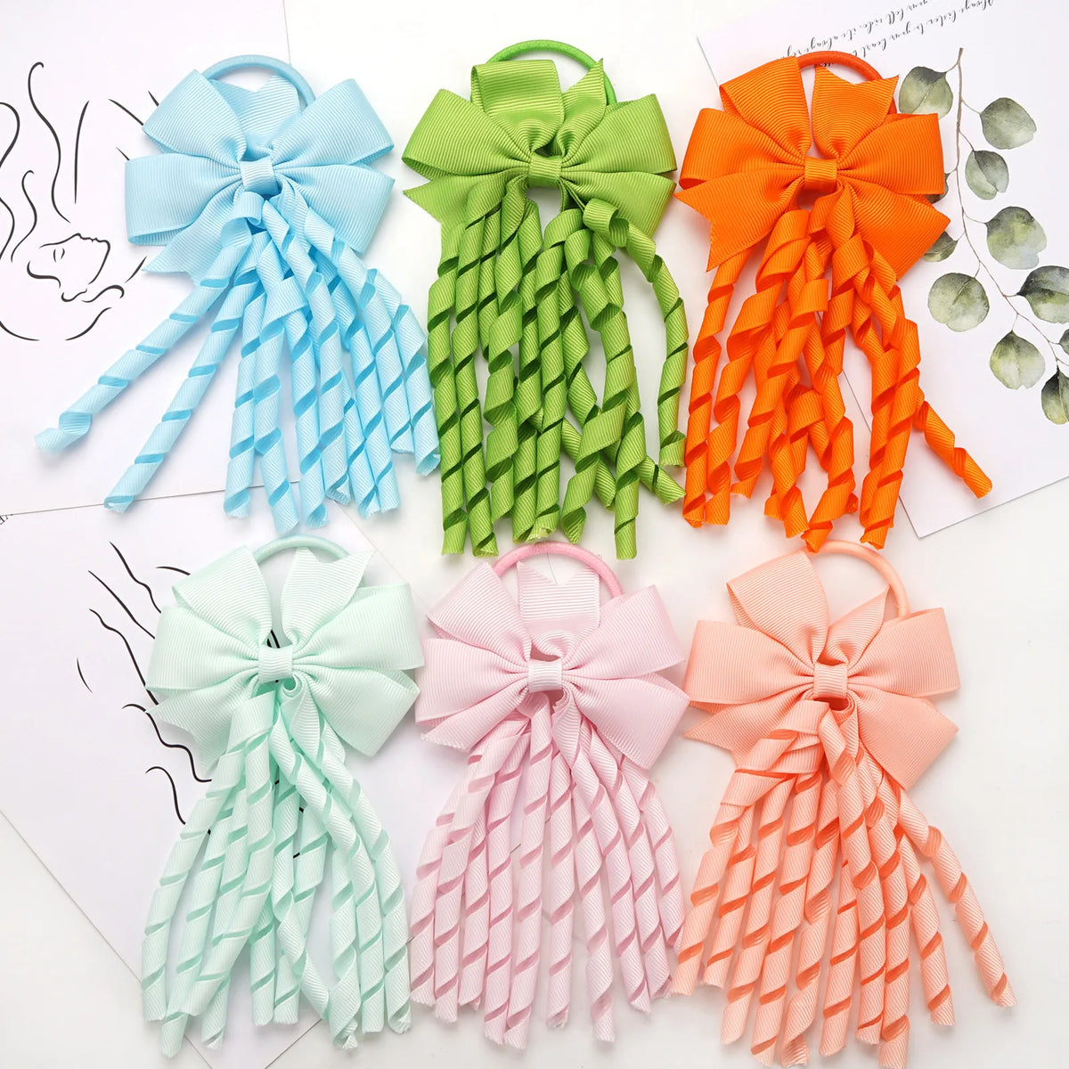 12-Pack Girls' Grosgrain Ribbon Bow Hair Ties | Cheerleading