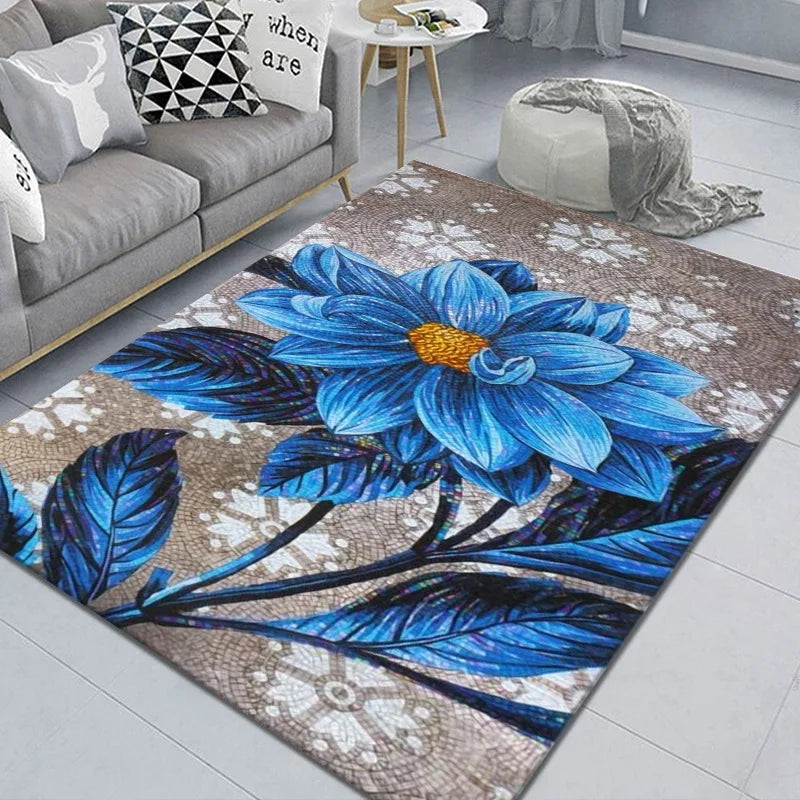 Luxury Floral Anti-Slip Area Rug | Modern Home Decor Mat