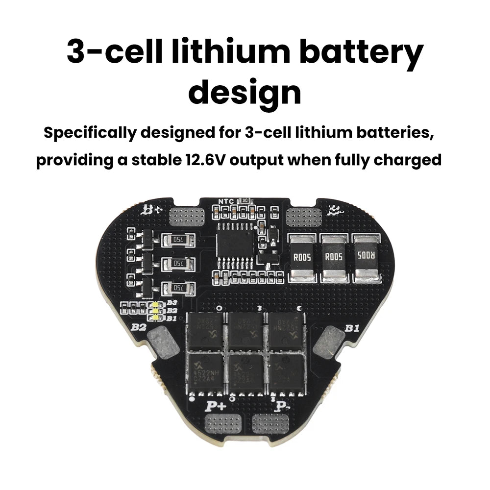 3S 60A Lithium BMS Protection Board 11.1V – 3-Cell Pack