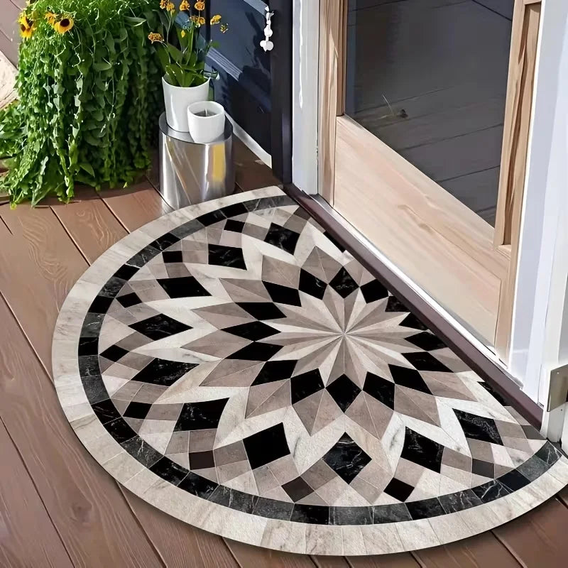 Semi-Circular Geometric Mosaic Door Mat – Indoor & Outdoor