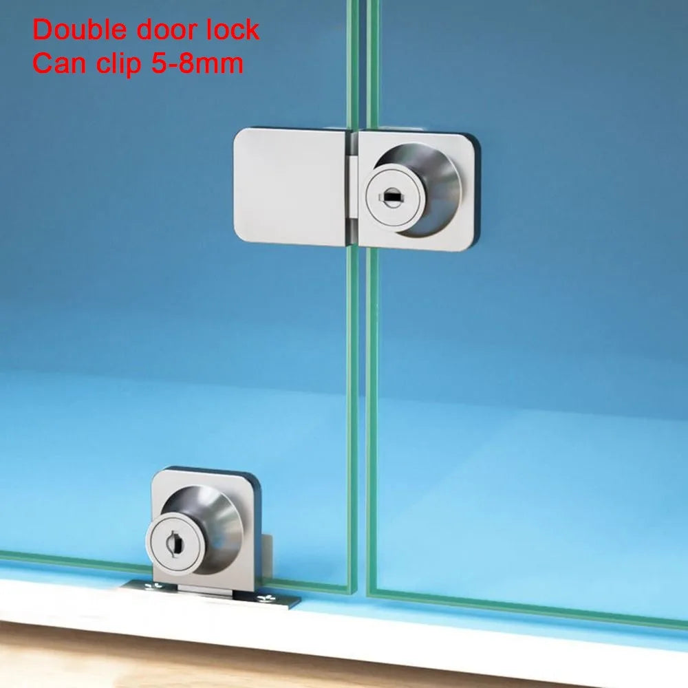 Punch-Free Glass Cabinet Door Lock | Zinc Alloy Sliding Lock