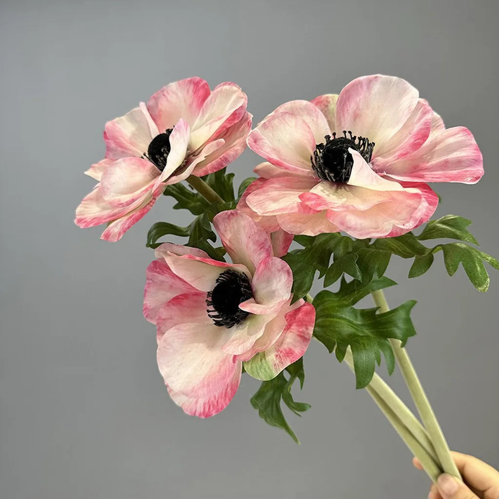 Single Stem Artificial Anemone Silk Flower – Multi-Color