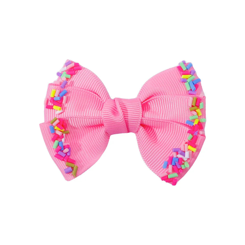 12-Pack Handmade Double Stacked Grosgrain Hair Bow Clips for Girls