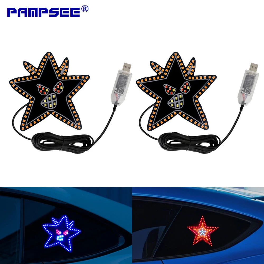 Car LED Pentagram Neon Ambient Light – 5V USB Interior Glow