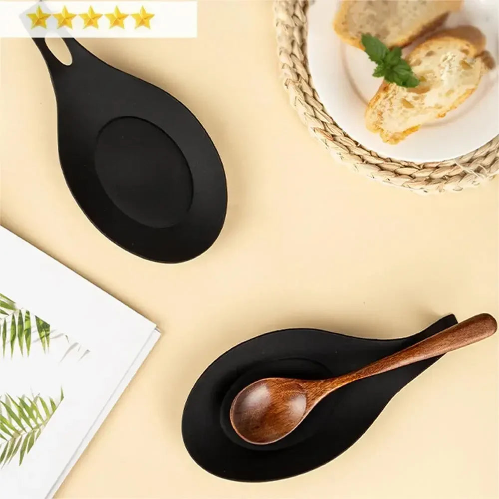 3-Piece Silicone Spoon Rest & Spatula Holder – Heat Resistant