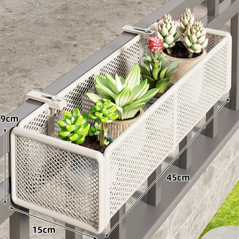 Iron Hanging Flower Pot Stand – Balcony Railing Rack