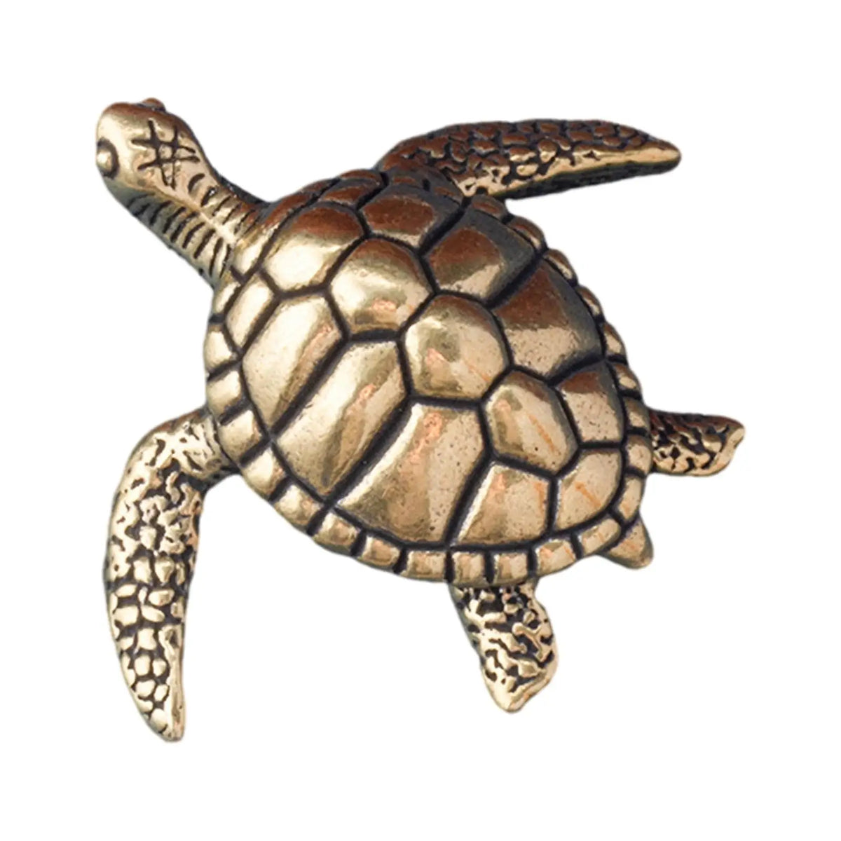 Brass Mini Sea Turtle Figurine – Tea Pet Desk & Shelf Decor