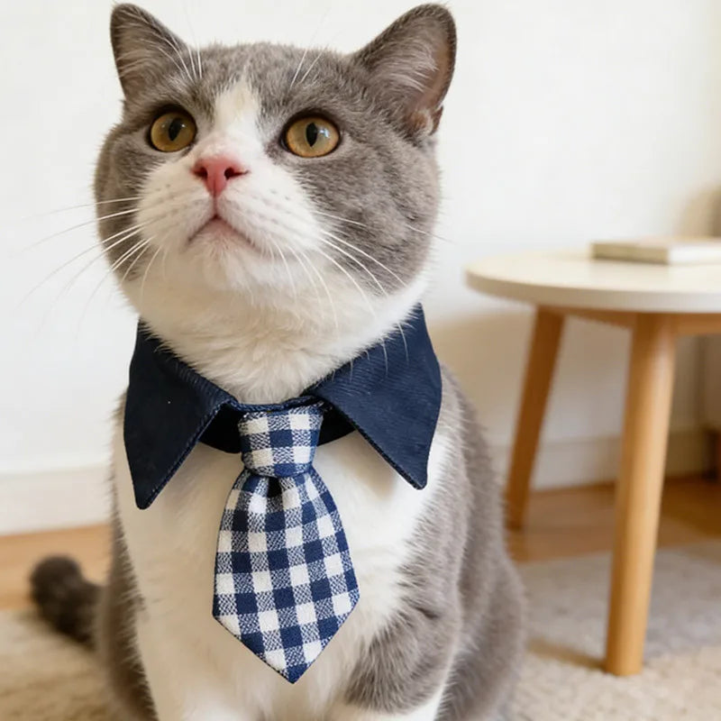 Plaid Pet Tie – Adjustable Cat & Dog Gentleman Collar
