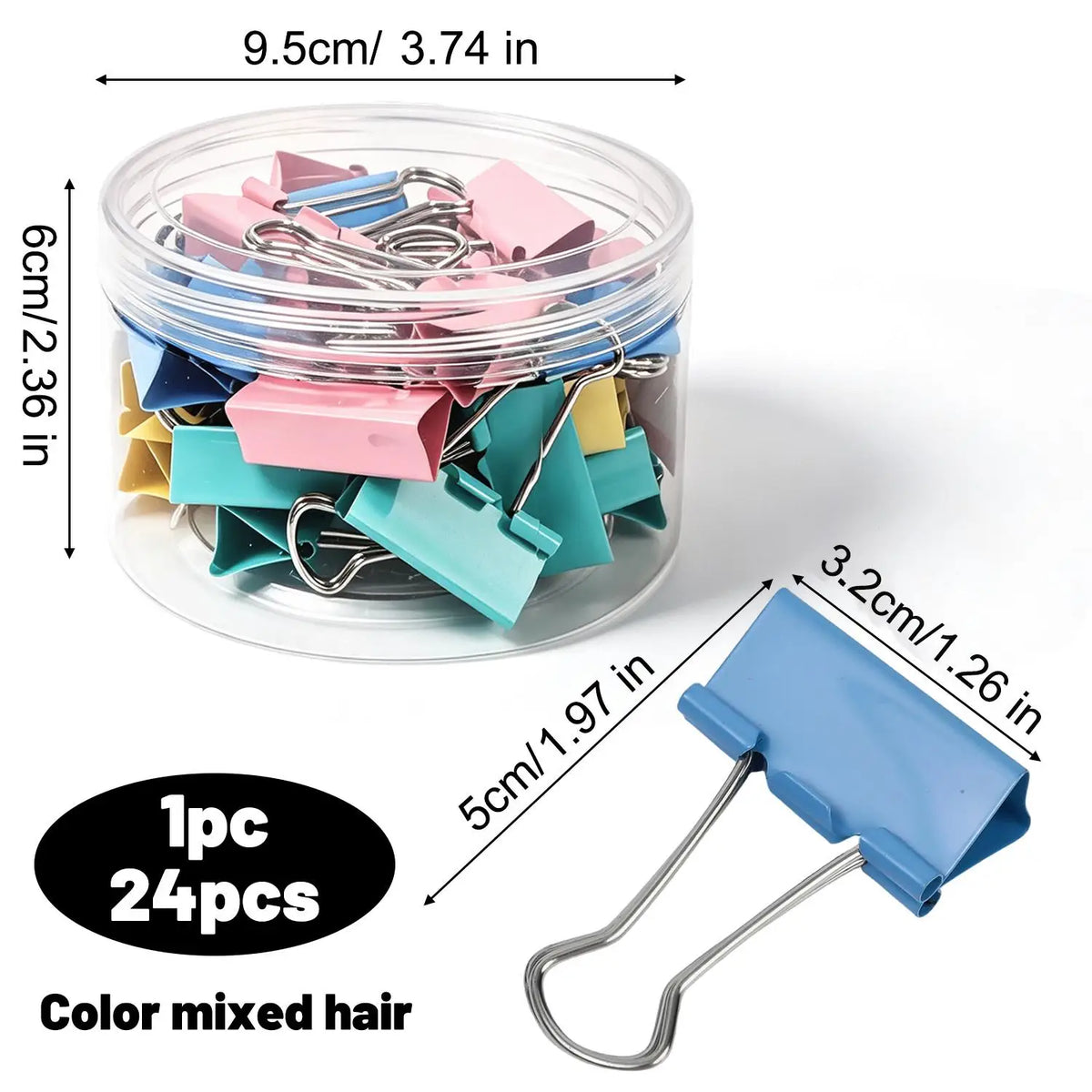 Colored Metal Binder Clips 19mm 25mm 32mm – Office & School