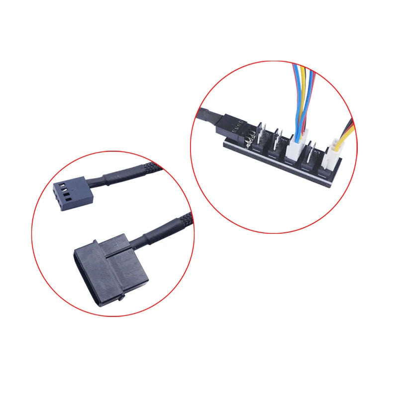 5-in-1 PWM Fan Hub 4-Pin Splitter – Independent Power Adapter