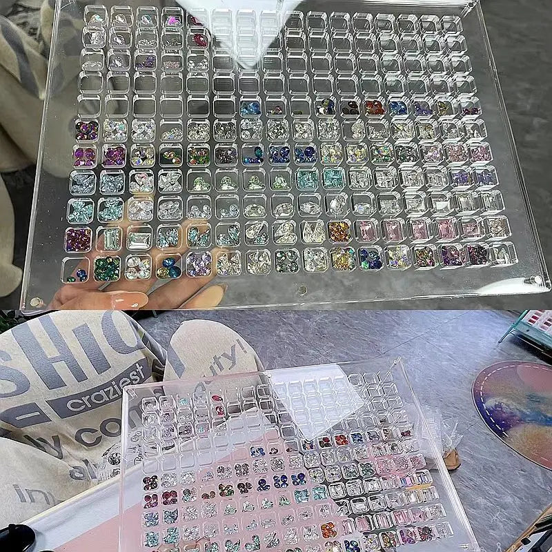 Transparent Diamond Nail Tool & Jewelry Storage Box