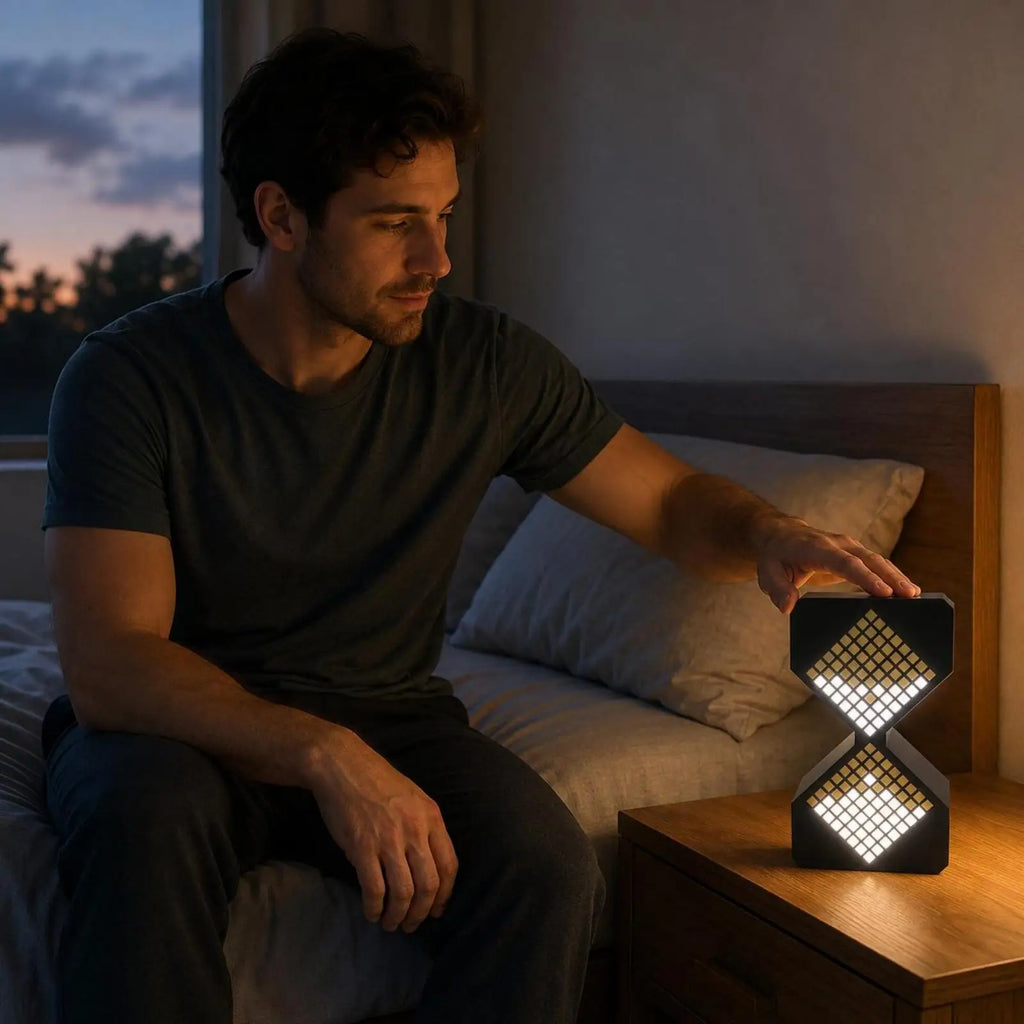 Pixel-Grid Hourglass LED Desk Lamp | Adjustable Timer Light