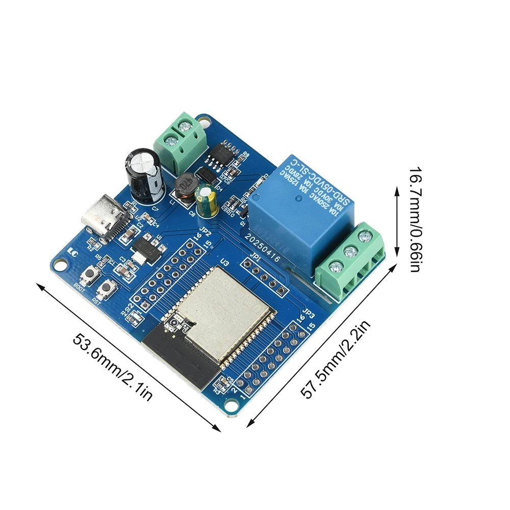 ESP32-C6 Wi-Fi 6 Bluetooth Relay Dev Board | Type-C DC 7-60V