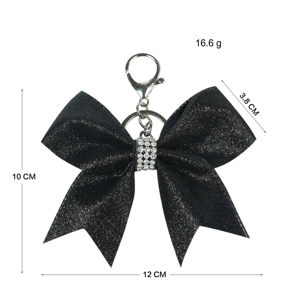 Glitter Grosgrain Hair Bow Key Ring – 12cm Sparkling Bow