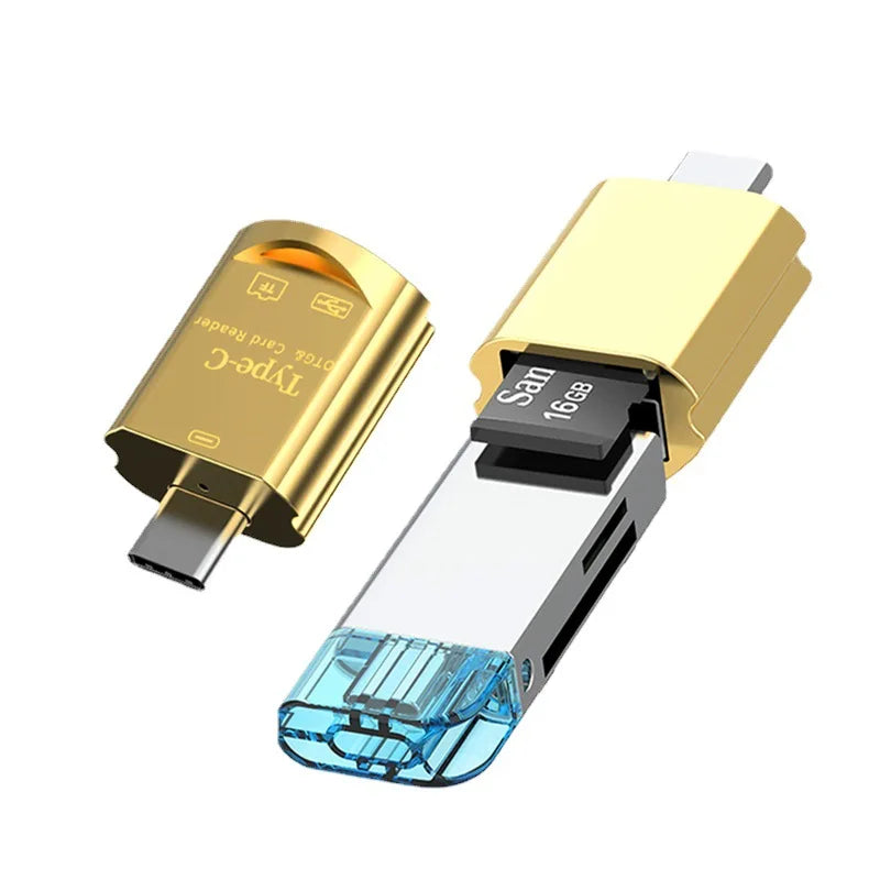 USB-C OTG Card Reader – Micro SD TF & USB Adapter + Key Chain