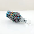 Vintage Arabic Attar Oil Bottle | Hollow Gem Metal Crystal Top