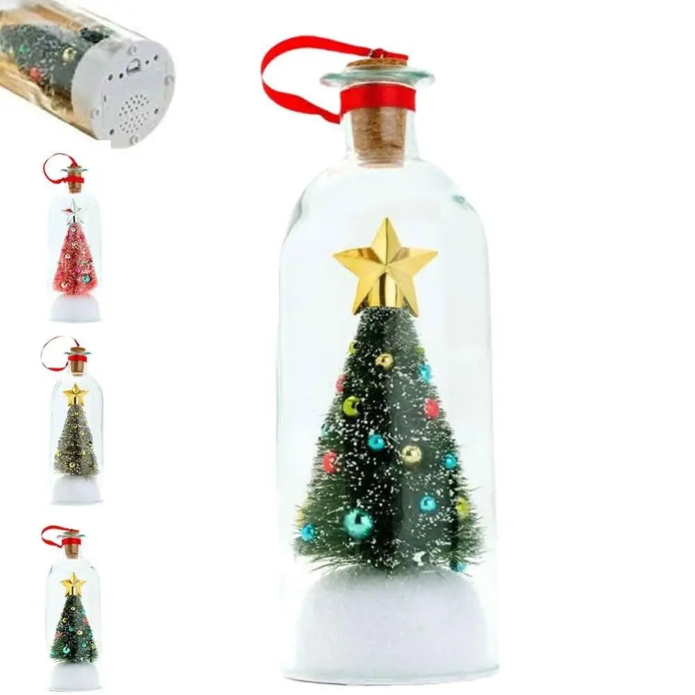 Recordable Christmas Tree Message Bottle – Snowy Scene Ornament