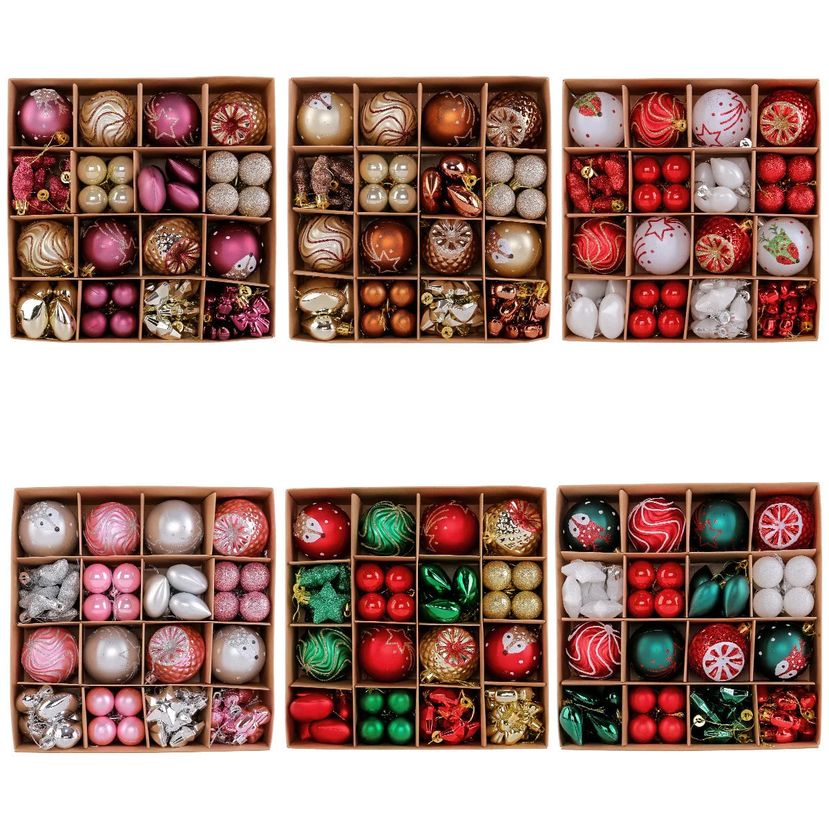65-Piece Christmas Ball Ornament Set with Gift Box