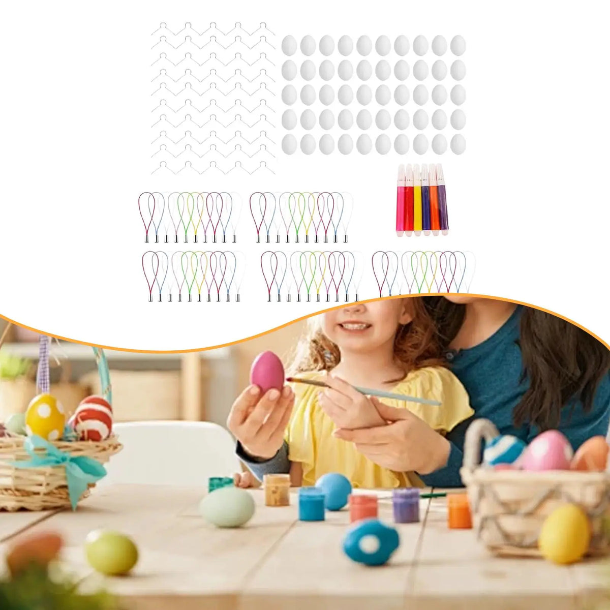 DIY Paintable Easter Egg Kit – 50 Blank Eggs, Pens & Straps