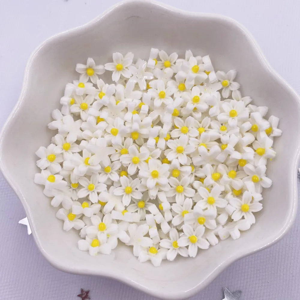 100Pcs 8mm 3D Resin Flower Flatback Gems – Nail & Craft Decor