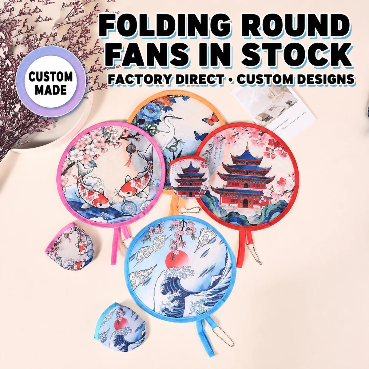 Portable Foldable Hand Fan – Stylish Oxford Cloth, 16-Rib