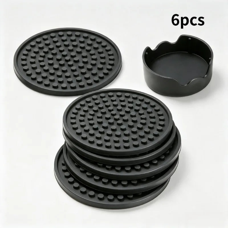 6-Piece Silicone Drink Coasters – Non-Slip Heat Insulation Set