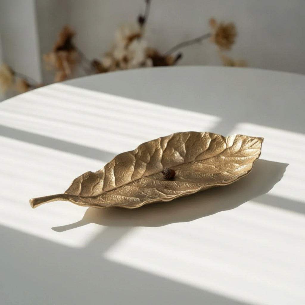 Cast Aluminum Leaf Tray | Decorative Metal Catchall Dish