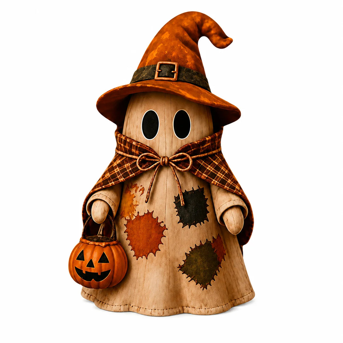 Wooden Halloween Ghost & Pumpkin Rustic Table Decor Ornament