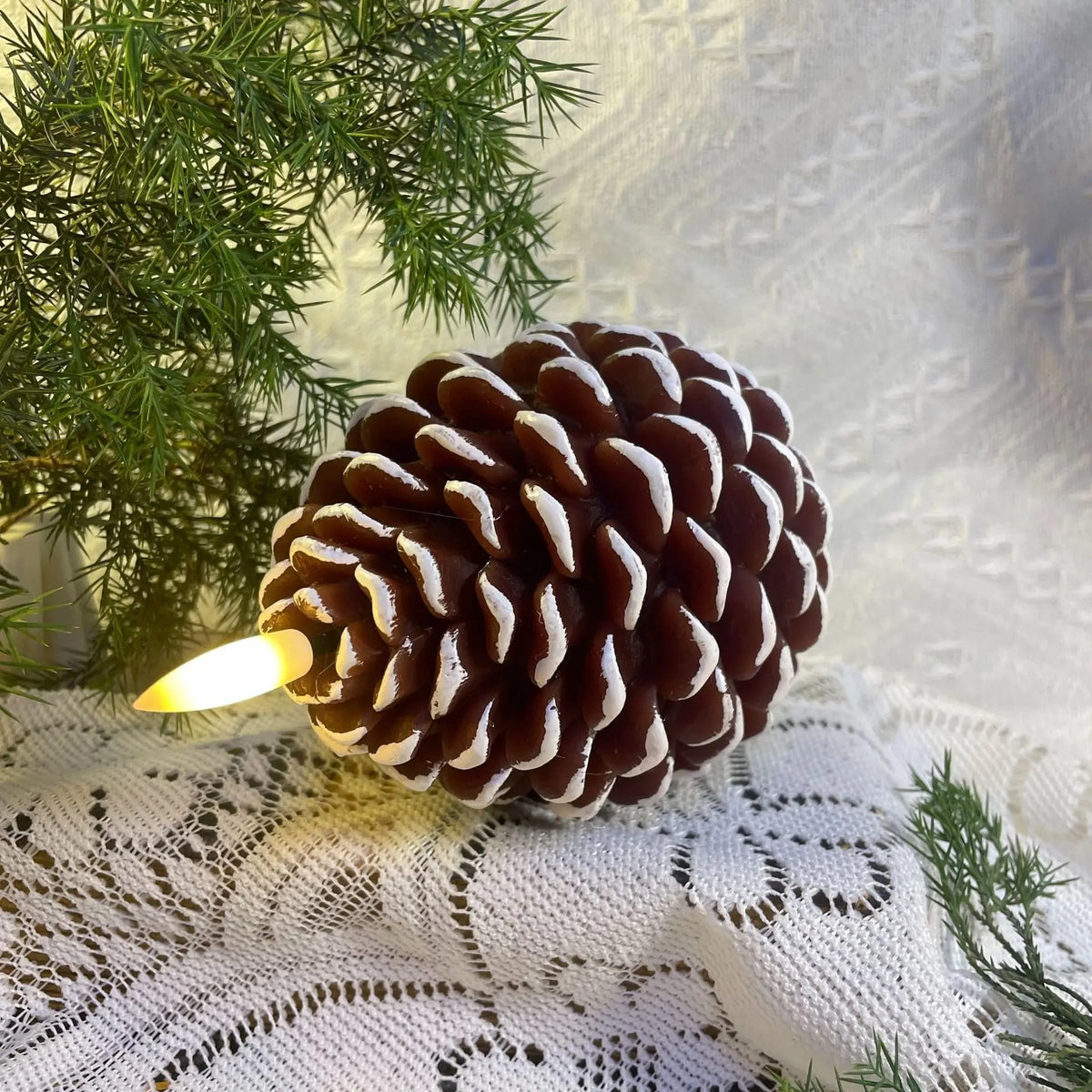 Pack of 2 LED Pinecone Flameless Candles | Holiday Décor