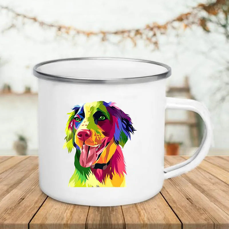Watercolor Dog Print Enamel Camping Mug 360ml | Dog Lover Gift