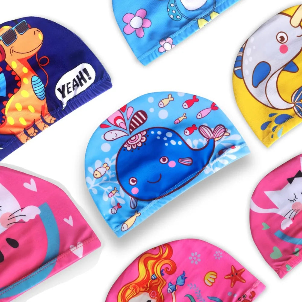 Cartoon Kids Swim Cap – Waterproof Baby & Children Swim Hat