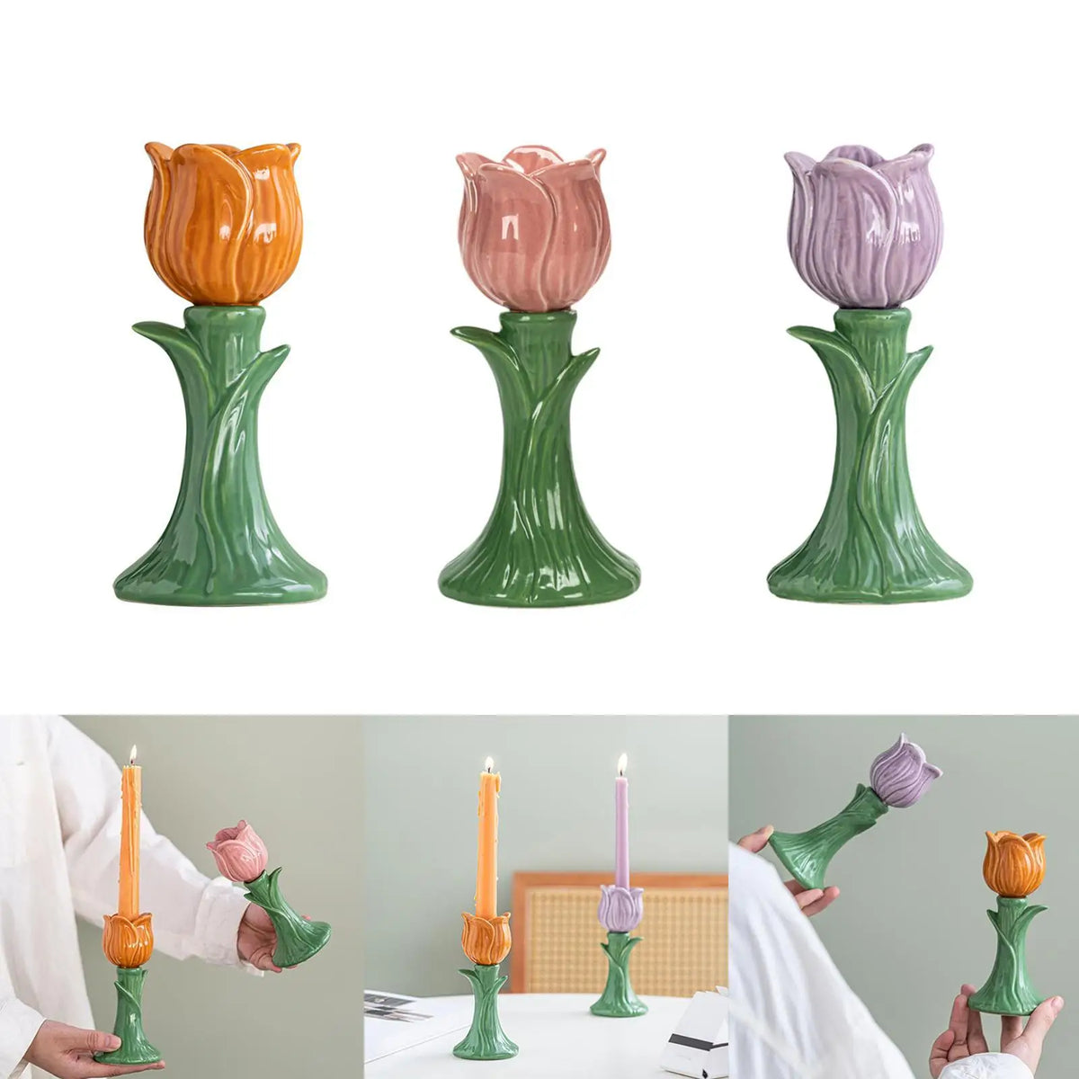 Flower Shape Porcelain Pillar Candle Holder | Table Decor