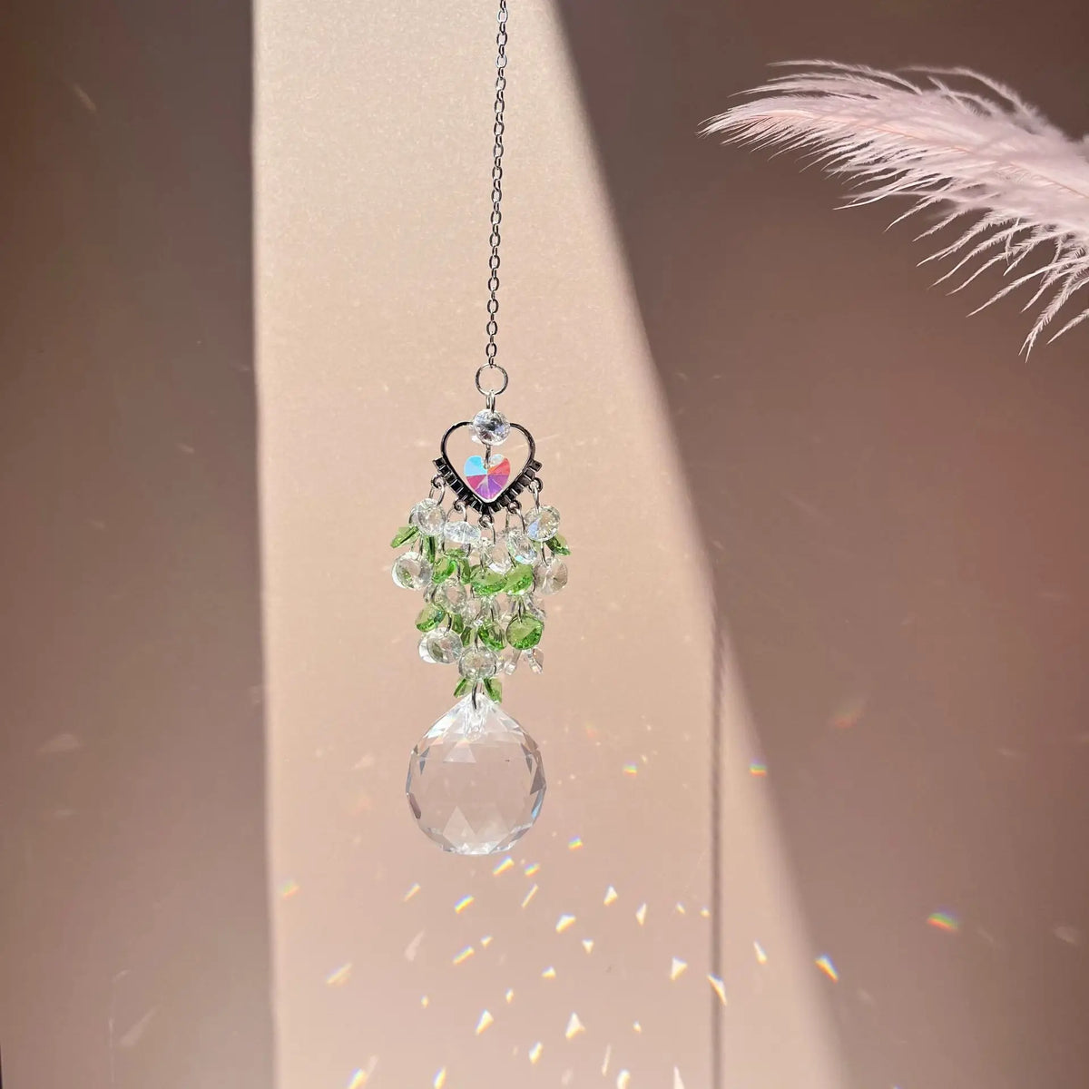 Heart Crystal Sun Catcher Hanging Prism Ornament – Blue Beads